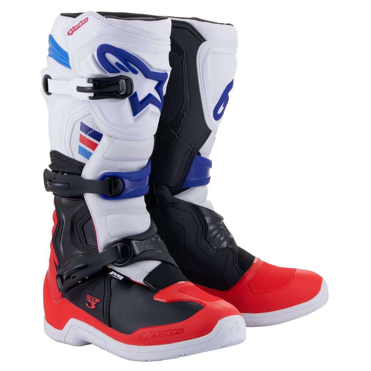 Alpinestars 2026 Tech 3 Motocross Boots White Bright Red Dark Blue